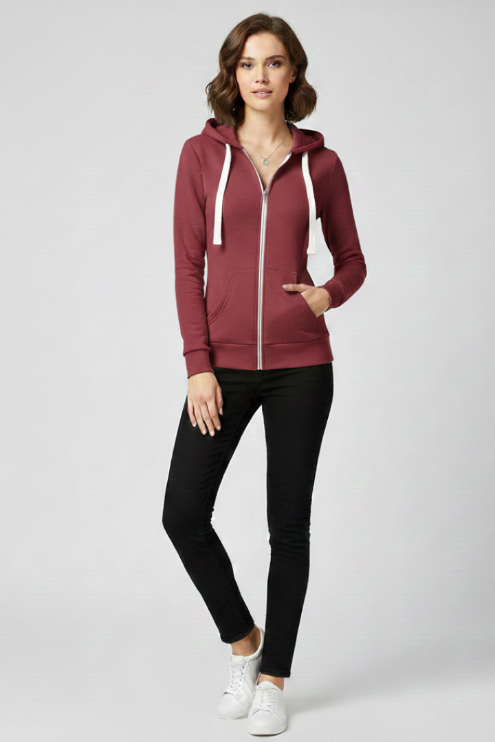 Astrid | Soft Blue Women's Hoodie with Front Zipper and Kangaroo Pockets