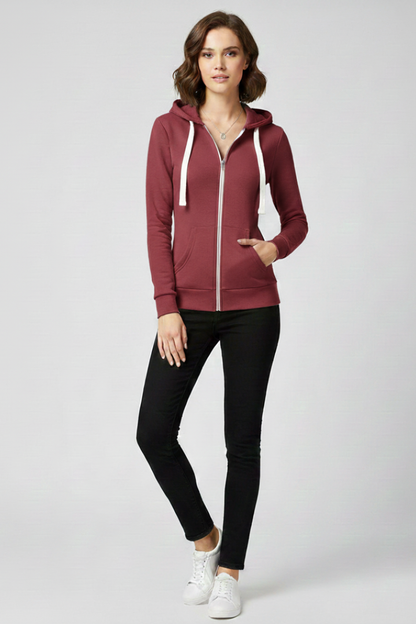 Astrid | Soft Blue Women's Hoodie with Front Zipper and Kangaroo Pockets