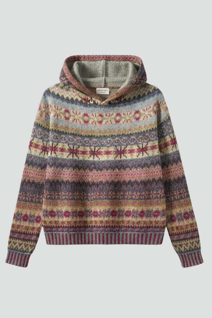 Willow | Women's Multicolor Knit Hoodie with Hood and Ribbed Cuffs