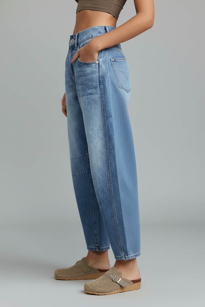 Calista | Women's Casual Low-Waist Straight-Leg Light-Wash Denim Jeans