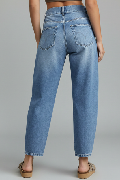 Calista | Women's Casual Low-Waist Straight-Leg Light-Wash Denim Jeans