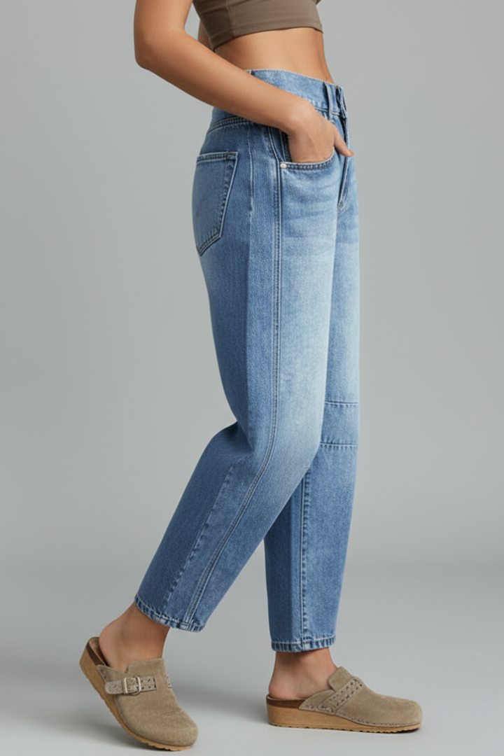 Calista | Women's Casual Low-Waist Straight-Leg Light-Wash Denim Jeans