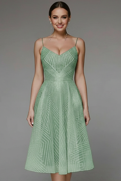 Lumina | Women’s Spaghetti-Strap A-Line Skirt Midi Dress in Light Blue Jacquard