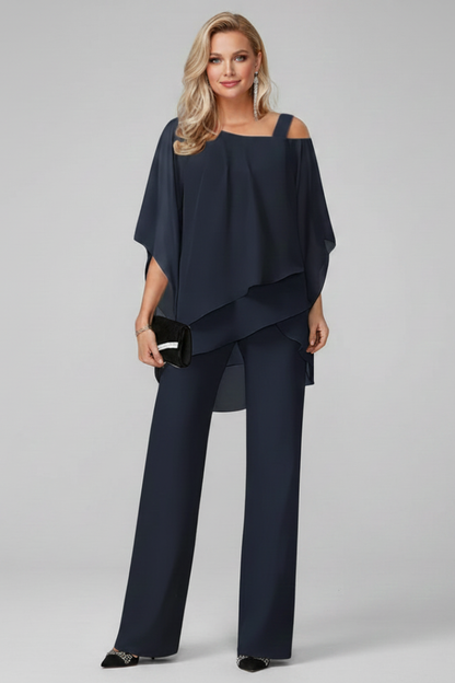 Alethea | Women's Black Off-Shoulder Flowing Wide-Leg Jumpsuit