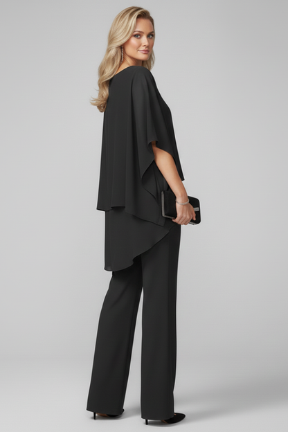 Alethea | Women's Black Off-Shoulder Flowing Wide-Leg Jumpsuit