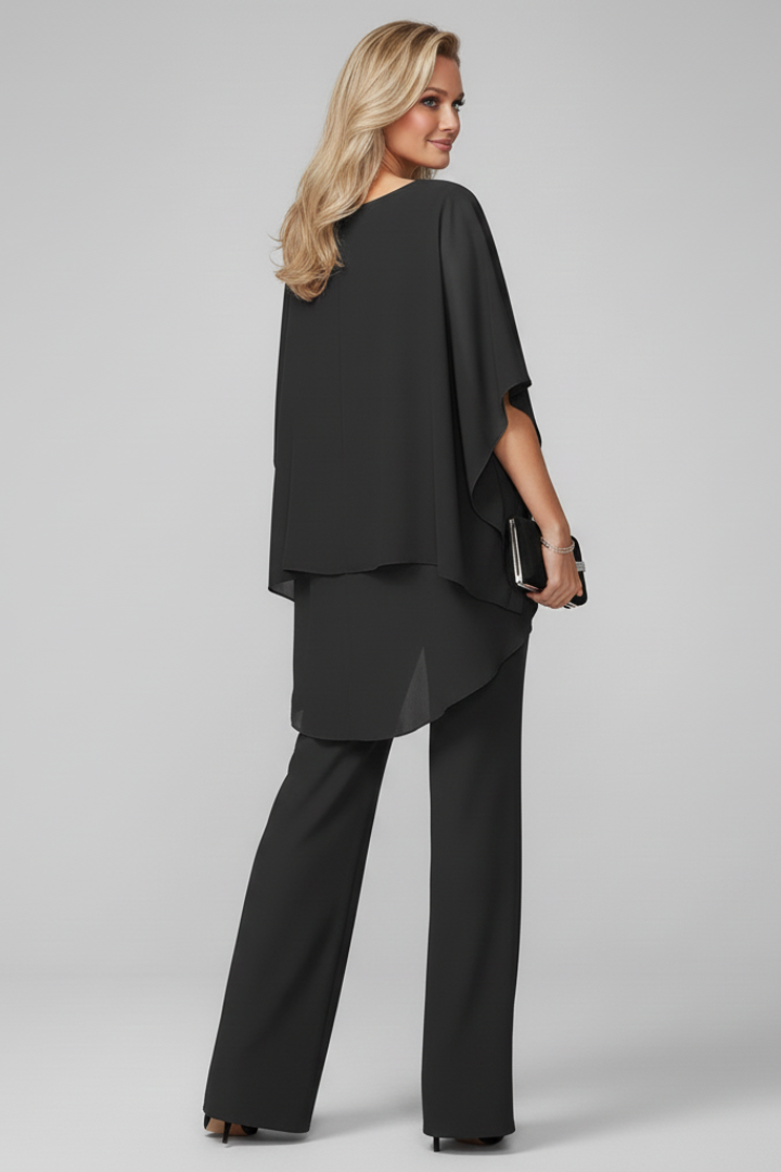 Alethea | Women's Black Off-Shoulder Flowing Wide-Leg Jumpsuit