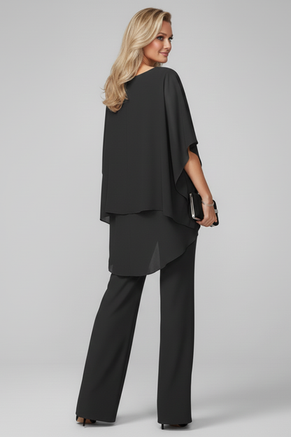 Alethea | Women's Black Off-Shoulder Flowing Wide-Leg Jumpsuit