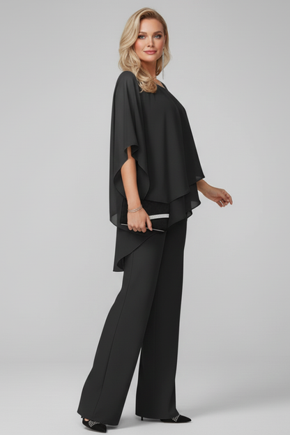 Alethea | Women's Black Off-Shoulder Flowing Wide-Leg Jumpsuit