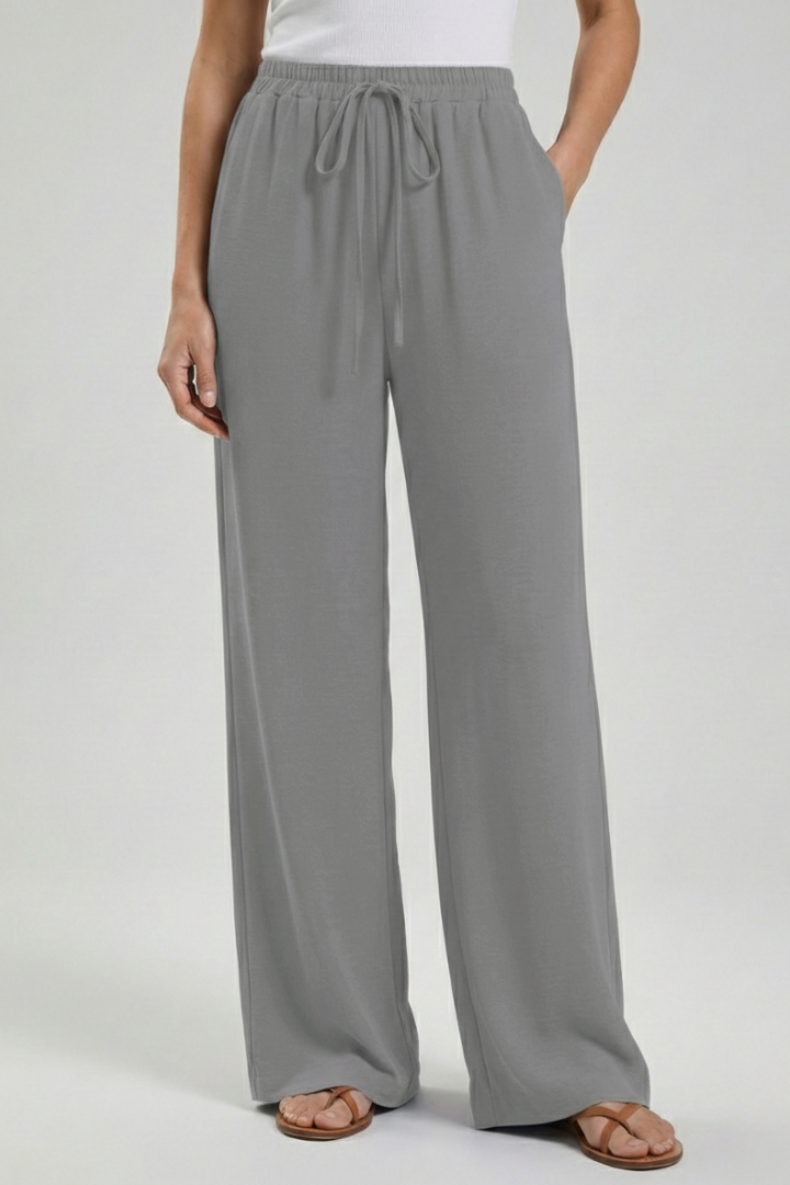 Astrid | Women’s Royal Blue Palazzo Trousers with Drawstring Waist and Side Pockets