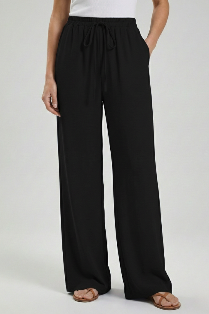 Astrid | Women’s Royal Blue Palazzo Trousers with Drawstring Waist and Side Pockets