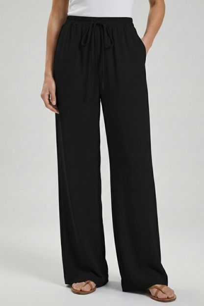 Astrid | Women’s Royal Blue Palazzo Trousers with Drawstring Waist and Side Pockets