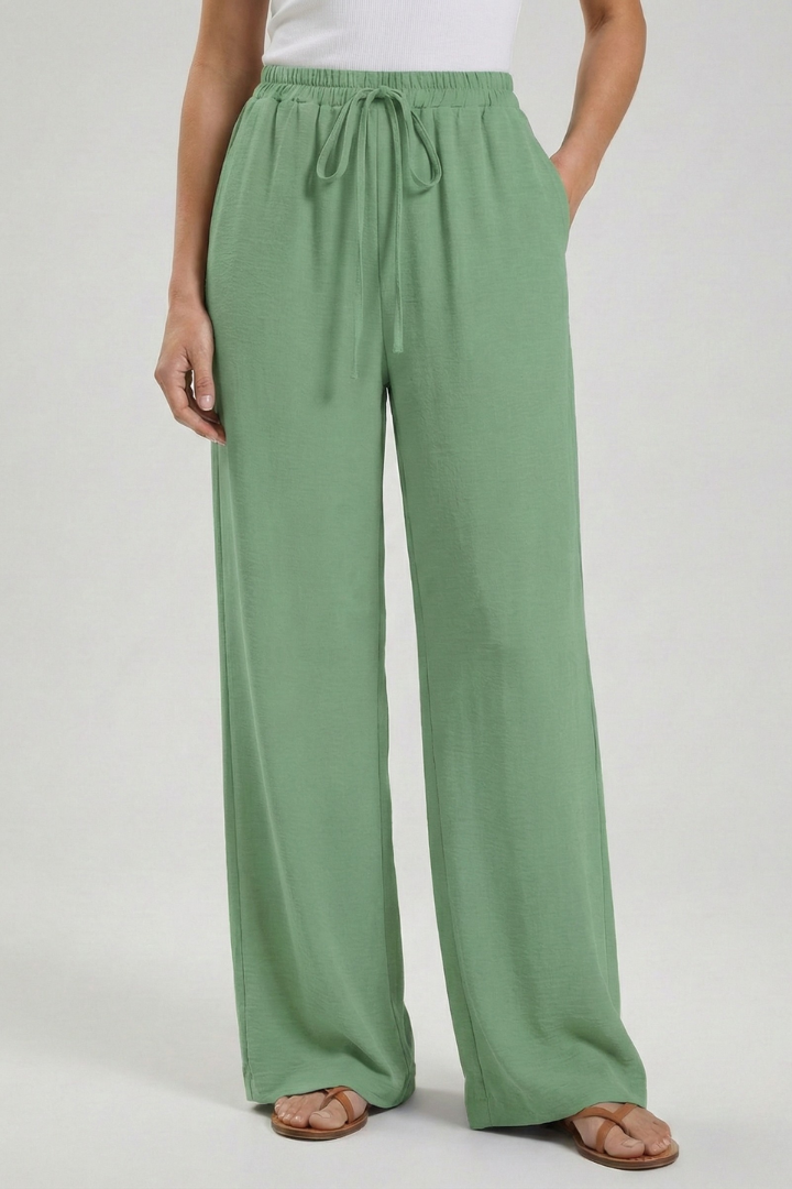 Astrid | Women’s Royal Blue Palazzo Trousers with Drawstring Waist and Side Pockets