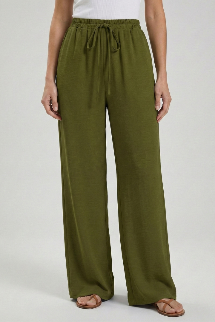 Astrid | Women’s Royal Blue Palazzo Trousers with Drawstring Waist and Side Pockets