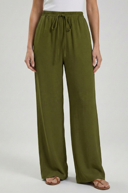 Astrid | Women’s Royal Blue Palazzo Trousers with Drawstring Waist and Side Pockets