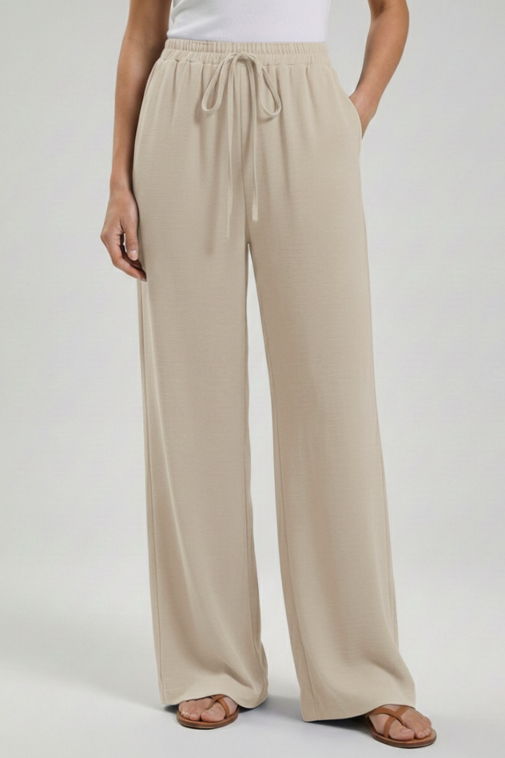 Astrid | Women’s Royal Blue Palazzo Trousers with Drawstring Waist and Side Pockets