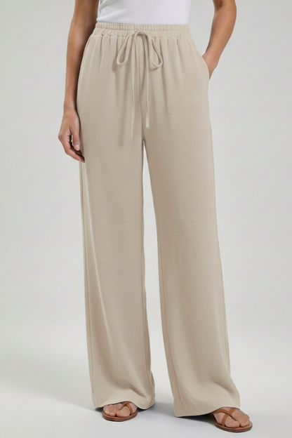 Astrid | Women’s Royal Blue Palazzo Trousers with Drawstring Waist and Side Pockets