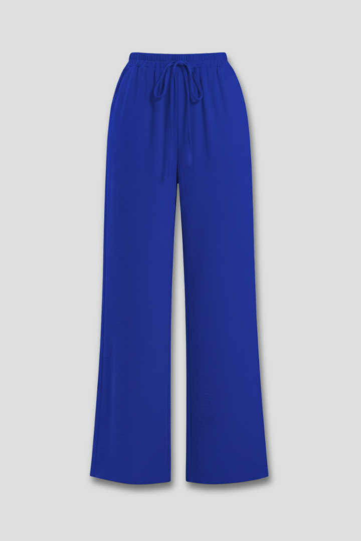 Astrid | Women’s Royal Blue Palazzo Trousers with Drawstring Waist and Side Pockets