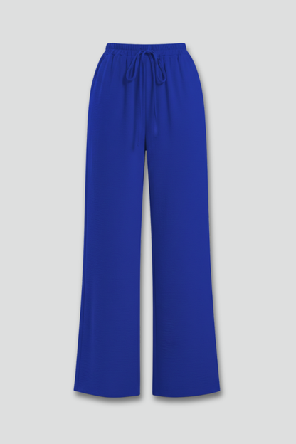 Astrid | Women’s Royal Blue Palazzo Trousers with Drawstring Waist and Side Pockets