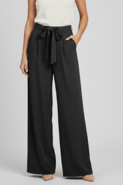 Astrid | Women’s Wide-Leg Drawstring Waist Palazzo Trousers in Mocha Brown