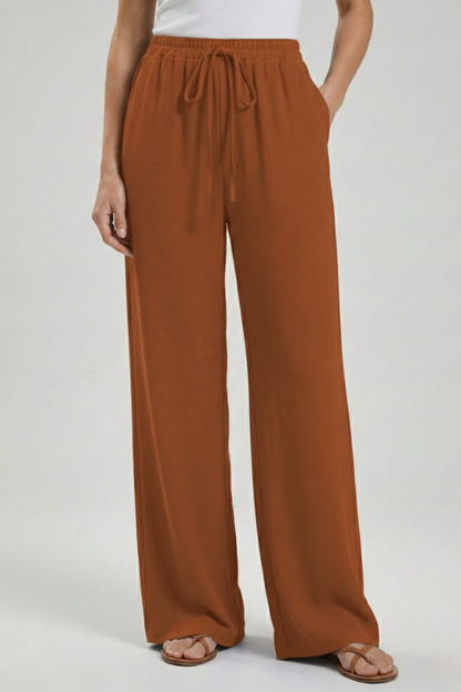 Astrid | Women’s Royal Blue Palazzo Trousers with Drawstring Waist and Side Pockets