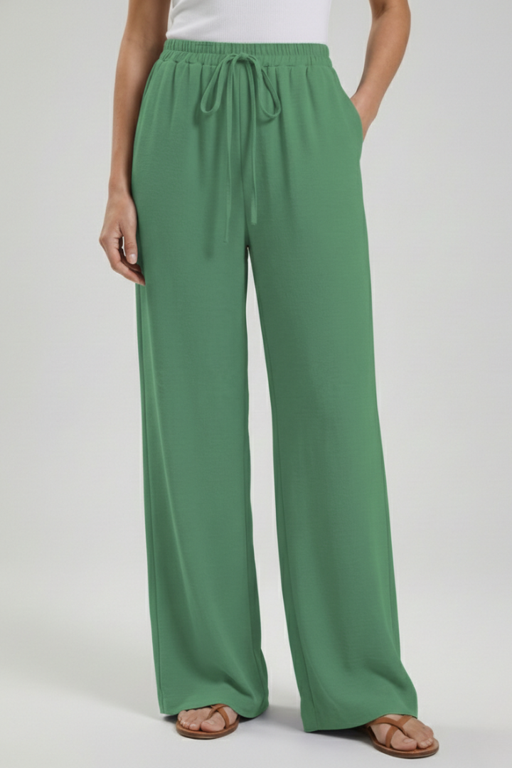 Astrid | Women’s Royal Blue Palazzo Trousers with Drawstring Waist and Side Pockets