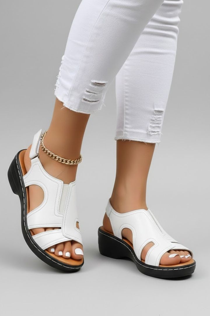 Adriana | Women’s Luxury Brown Platform Open Toe Cutout Leather Sandals