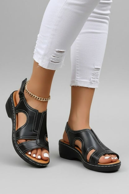 Adriana | Women’s Luxury Brown Platform Open Toe Cutout Leather Sandals