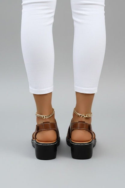 Adriana | Women’s Luxury Brown Platform Open Toe Cutout Leather Sandals