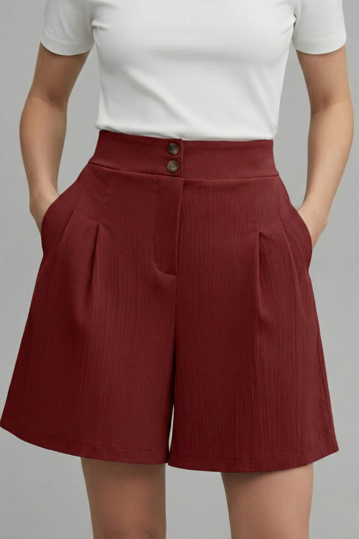 Calista | Women’s High Waist Wide Leg Grey Shorts