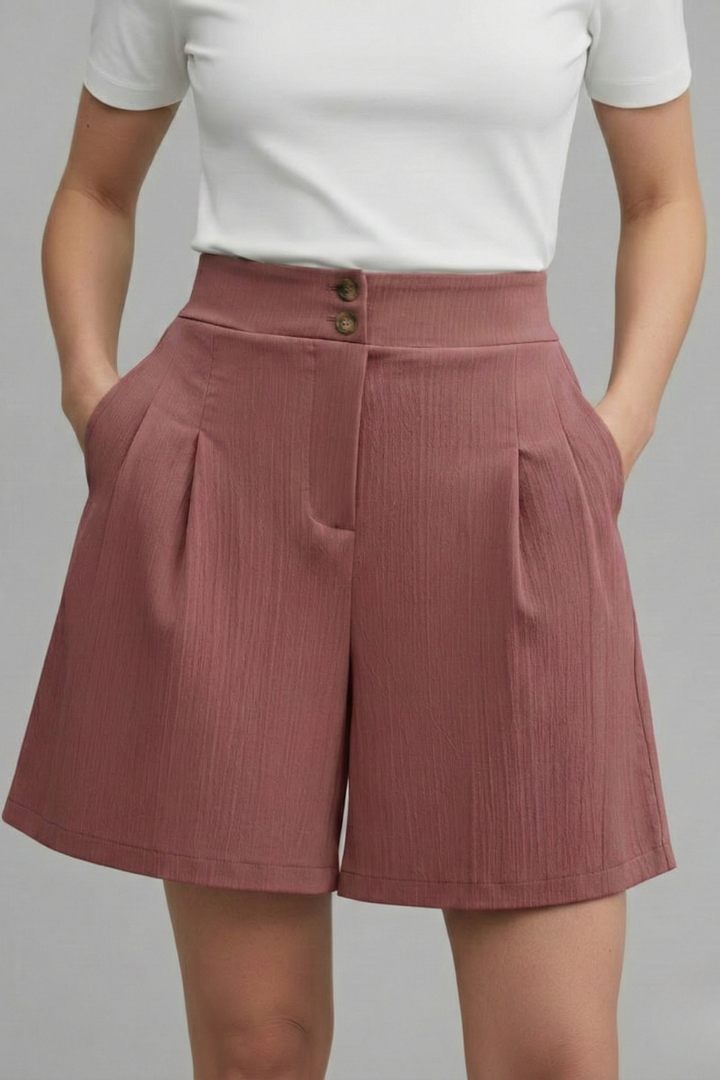 Calista | Women’s High Waist Wide Leg Grey Shorts
