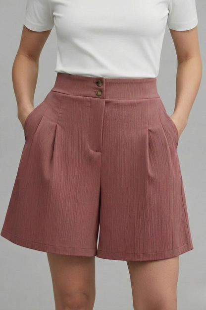Calista | Women’s High Waist Wide Leg Grey Shorts