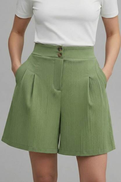 Calista | Women’s High Waist Wide Leg Grey Shorts