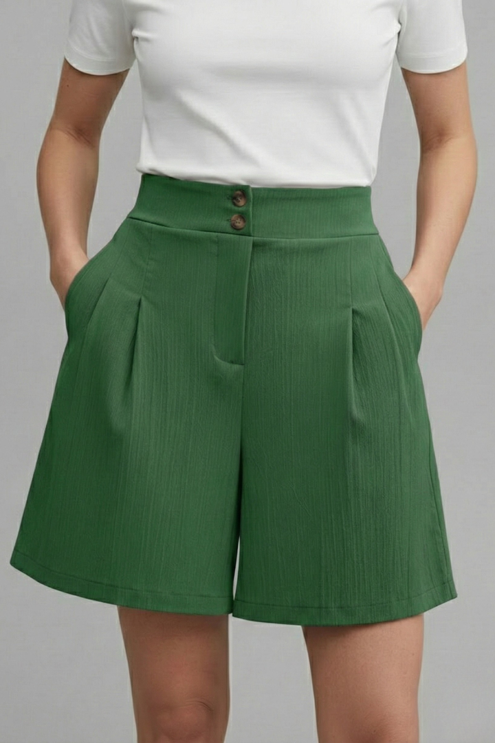 Calista | Women’s High Waist Wide Leg Grey Shorts