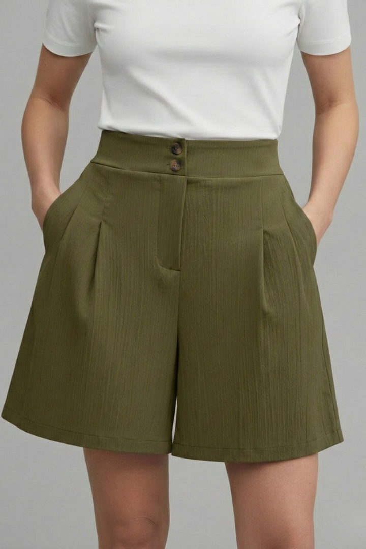 Calista | Women’s High Waist Wide Leg Grey Shorts