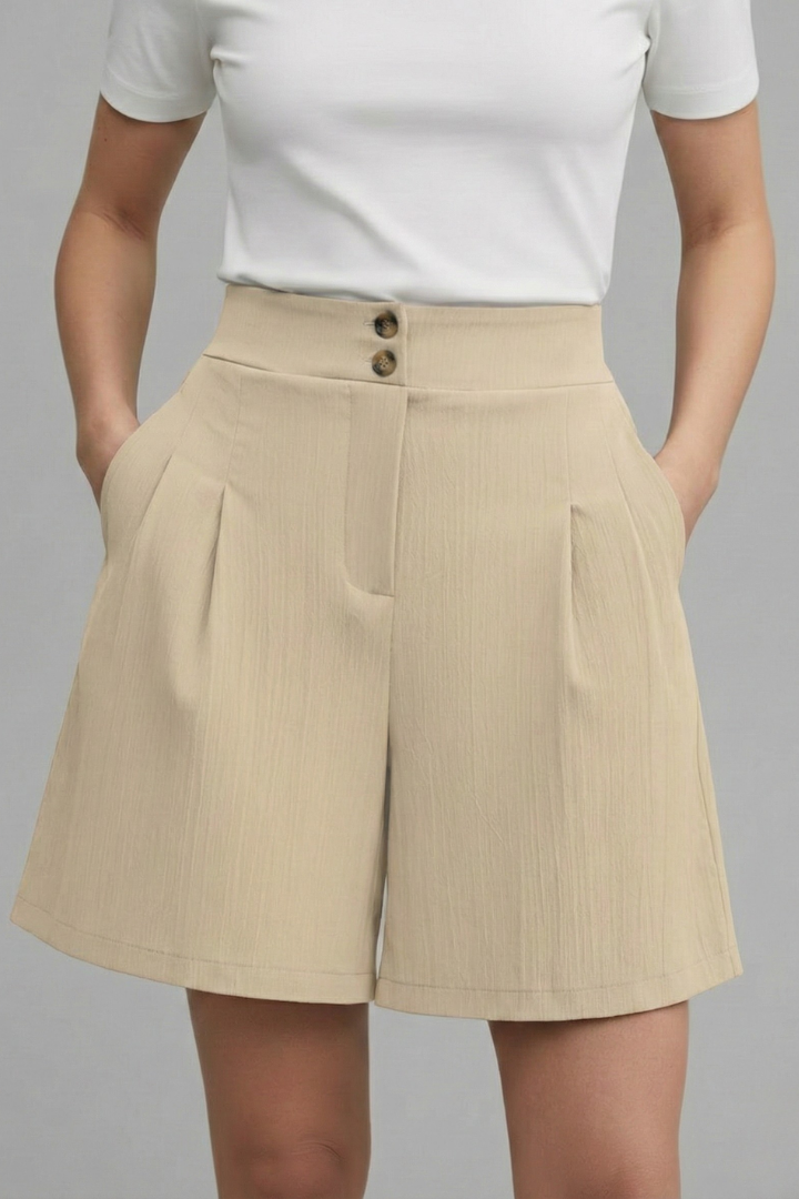 Calista | Women’s High Waist Wide Leg Grey Shorts