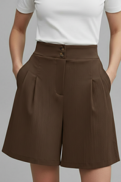 Calista | Women’s High Waist Wide Leg Grey Shorts