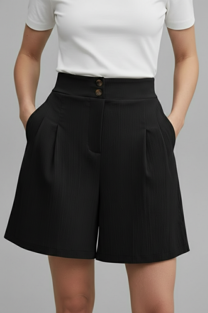 Calista | Women’s High Waist Wide Leg Grey Shorts