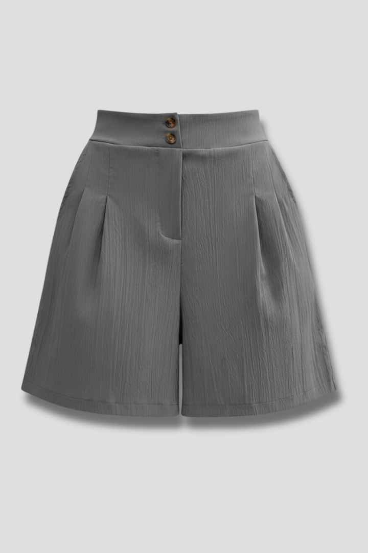Calista | Women’s High Waist Wide Leg Grey Shorts