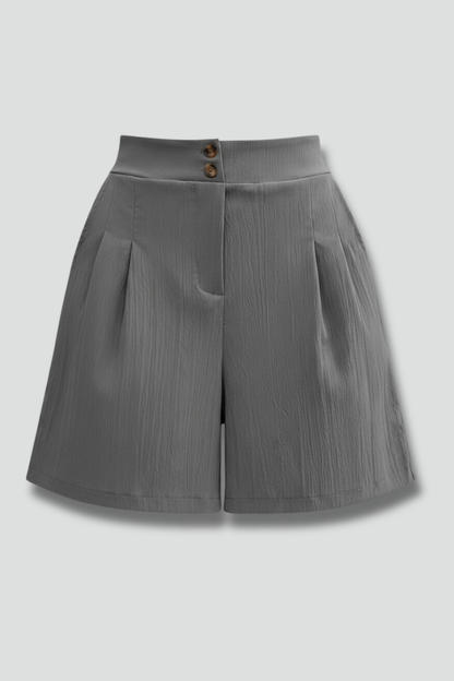 Calista | Women’s High Waist Wide Leg Grey Shorts