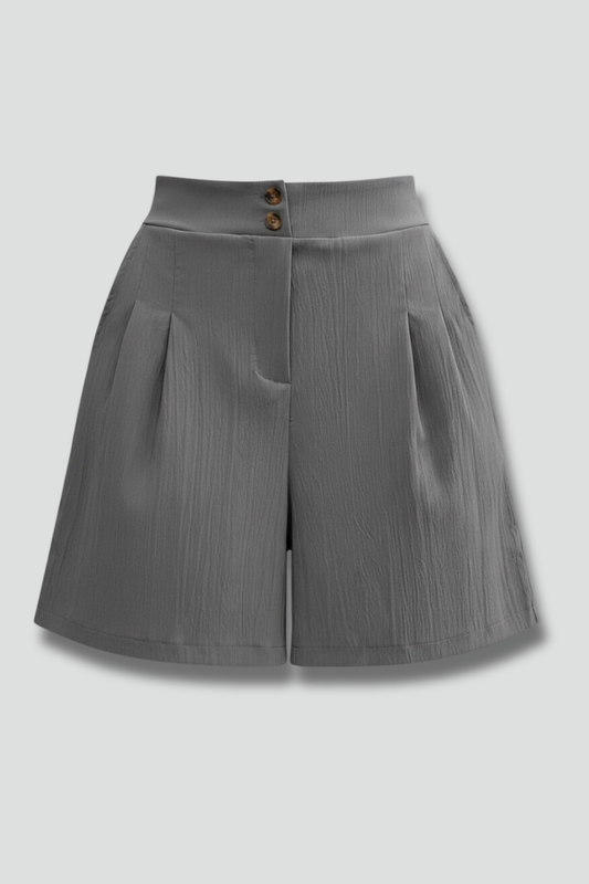 Calista | Women’s High Waist Wide Leg Grey Shorts