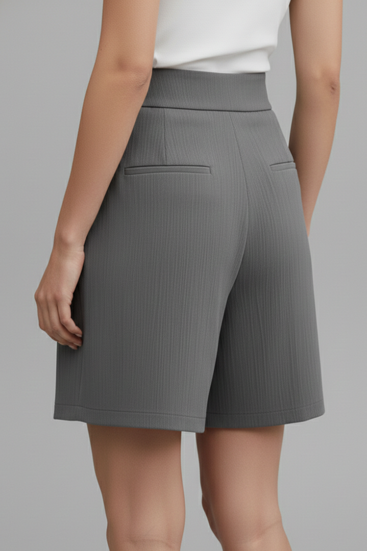 Calista | Women’s High Waist Wide Leg Grey Shorts