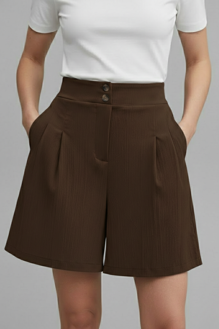 Calista | Women’s High Waist Wide Leg Grey Shorts