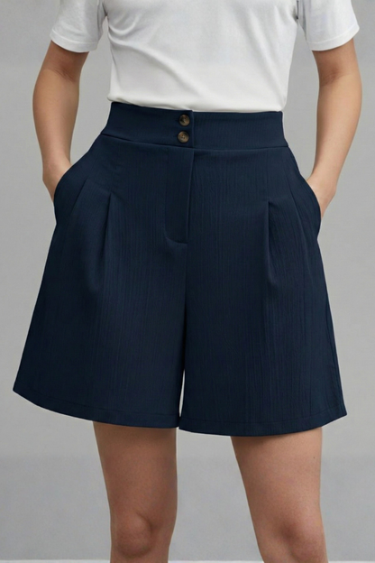 Calista | Women’s High Waist Wide Leg Grey Shorts
