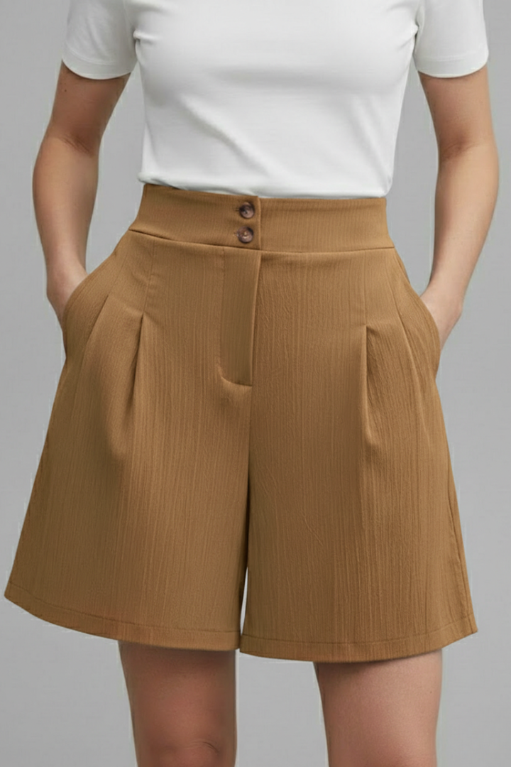 Calista | Women’s High Waist Wide Leg Grey Shorts