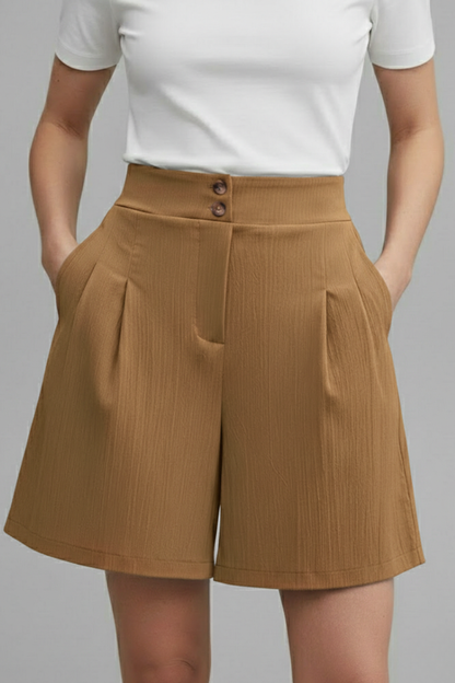 Calista | Women’s High Waist Wide Leg Grey Shorts