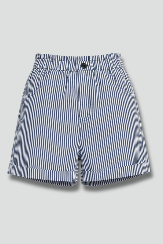 Women’s Striped High Waist Tailored Shorts in Navy White