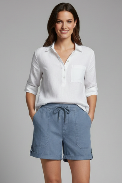 Astrid | Women’s Light Blue Drawstring Casual Pocket Shorts