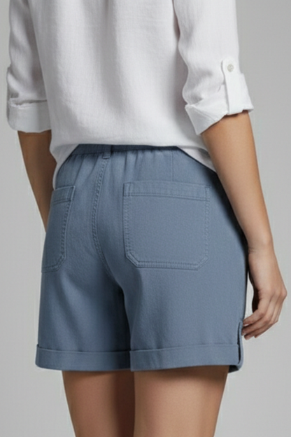 Astrid | Women’s Light Blue Drawstring Casual Pocket Shorts