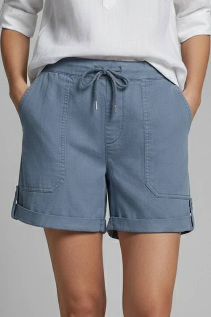 Astrid | Women’s Light Blue Drawstring Casual Pocket Shorts