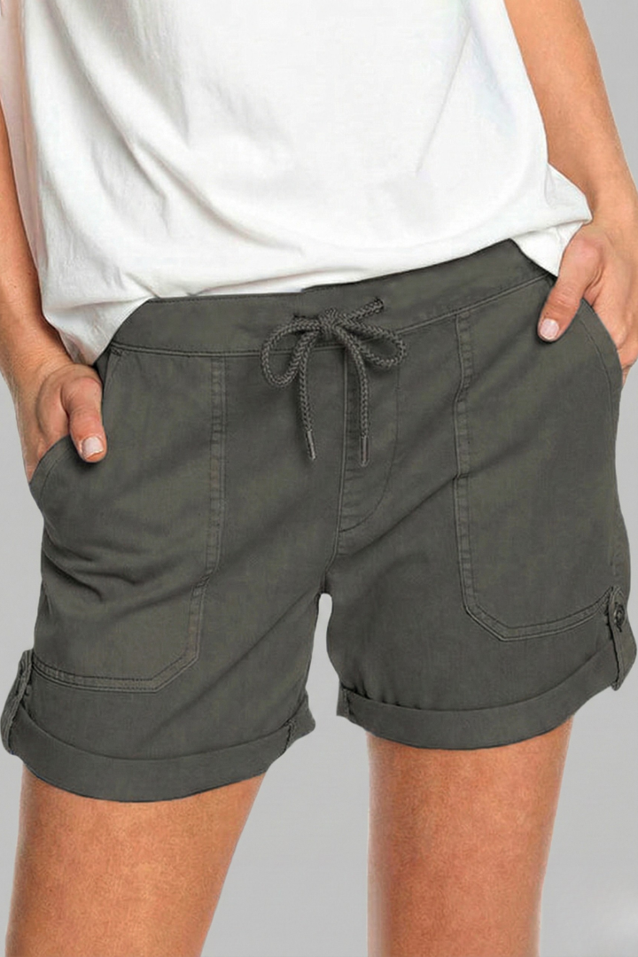 Astrid | Women’s Light Blue Drawstring Casual Pocket Shorts